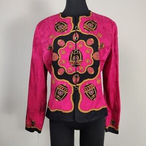 VTG ADRIANNA PAPELL fuschia silk jacket